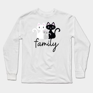 CAT FAMILY/ CUTE KITTIES BLACK AND WHITE Long Sleeve T-Shirt